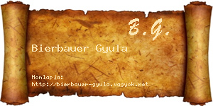 Bierbauer Gyula névjegykártya